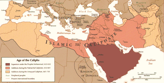 Map of Islamic Expansion 622-750 CE